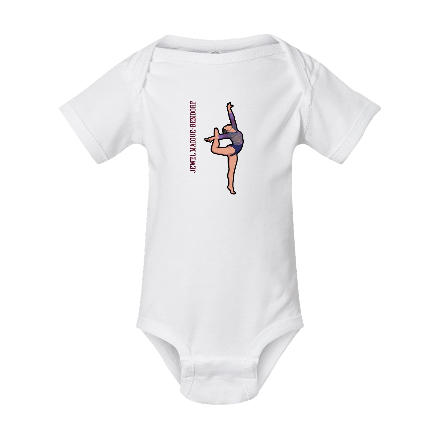 Baby Onesie — Name Vertical in White