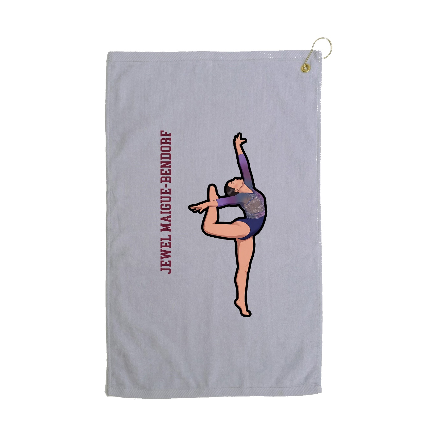 Golf Towel — Name Vertical in Grey