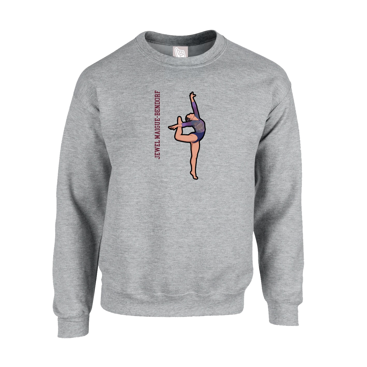 Fleece Crew — Name Vertical in Grey