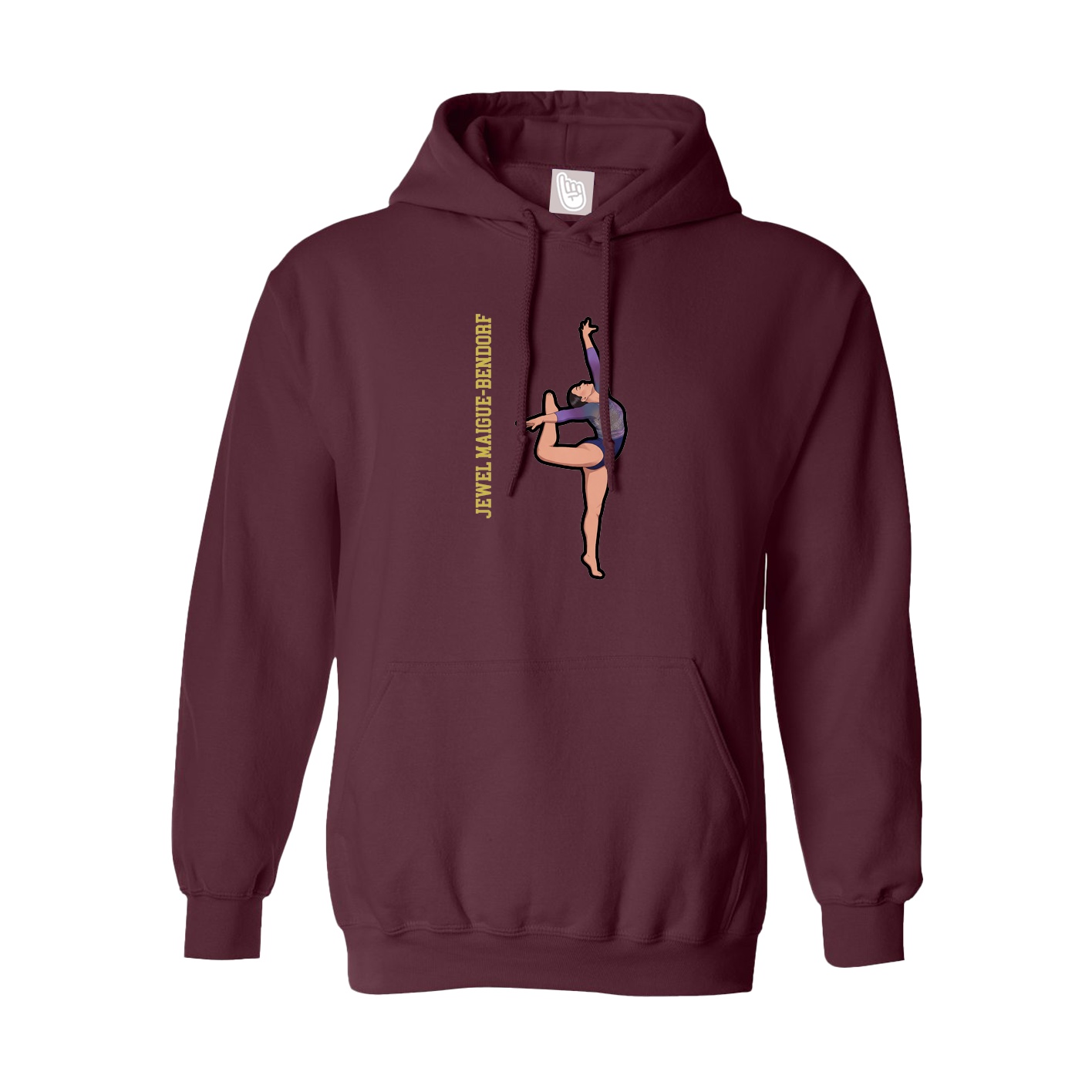 Youth Hoodie — Name Vertical in Maroon