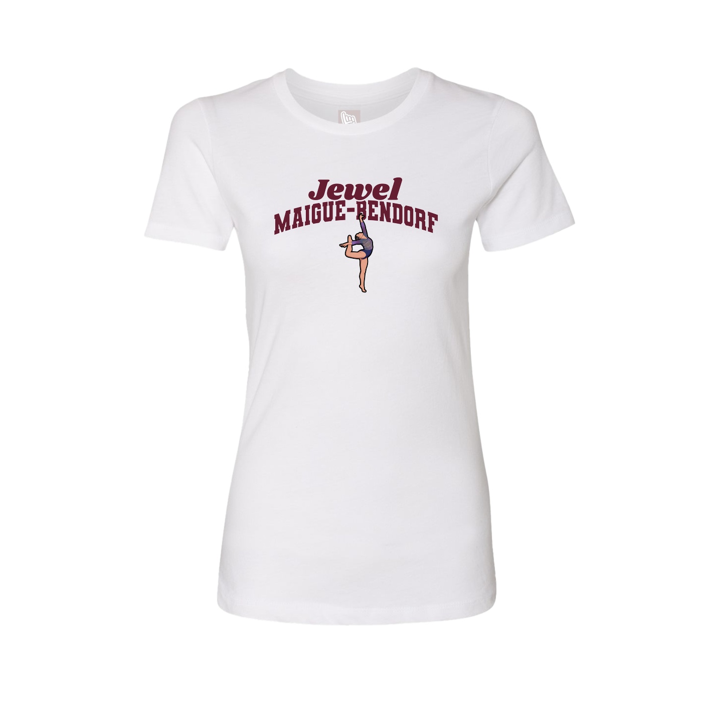 Fitted Women's Tee — Signature Arch in White