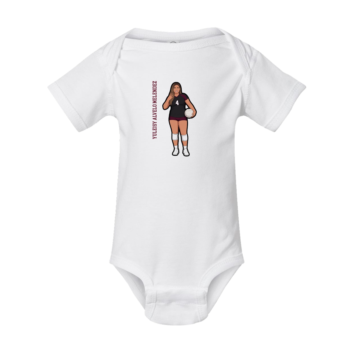 Baby Onesie — Name Vertical in White