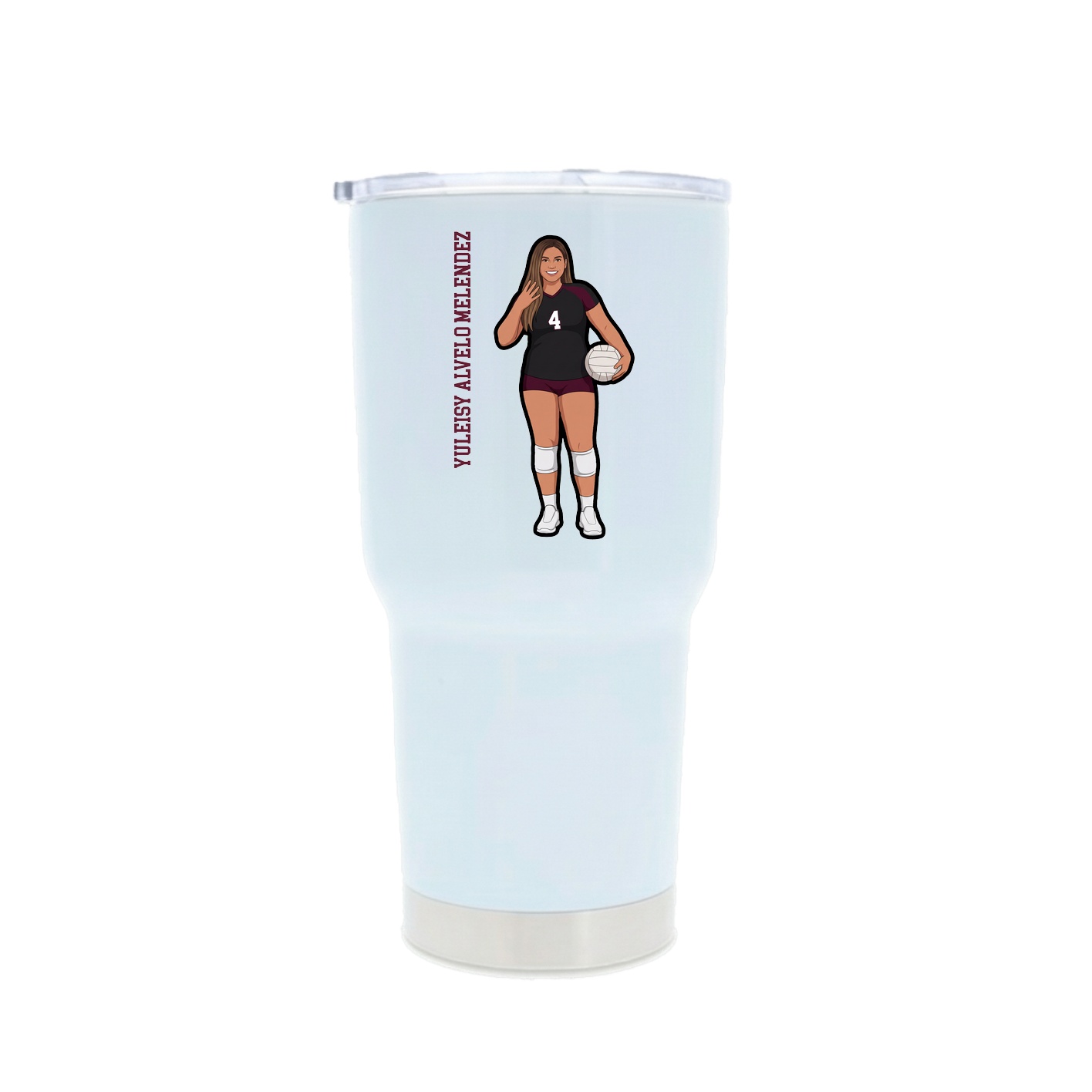 30oz Stainless Steel Tumbler — Name Vertical in White