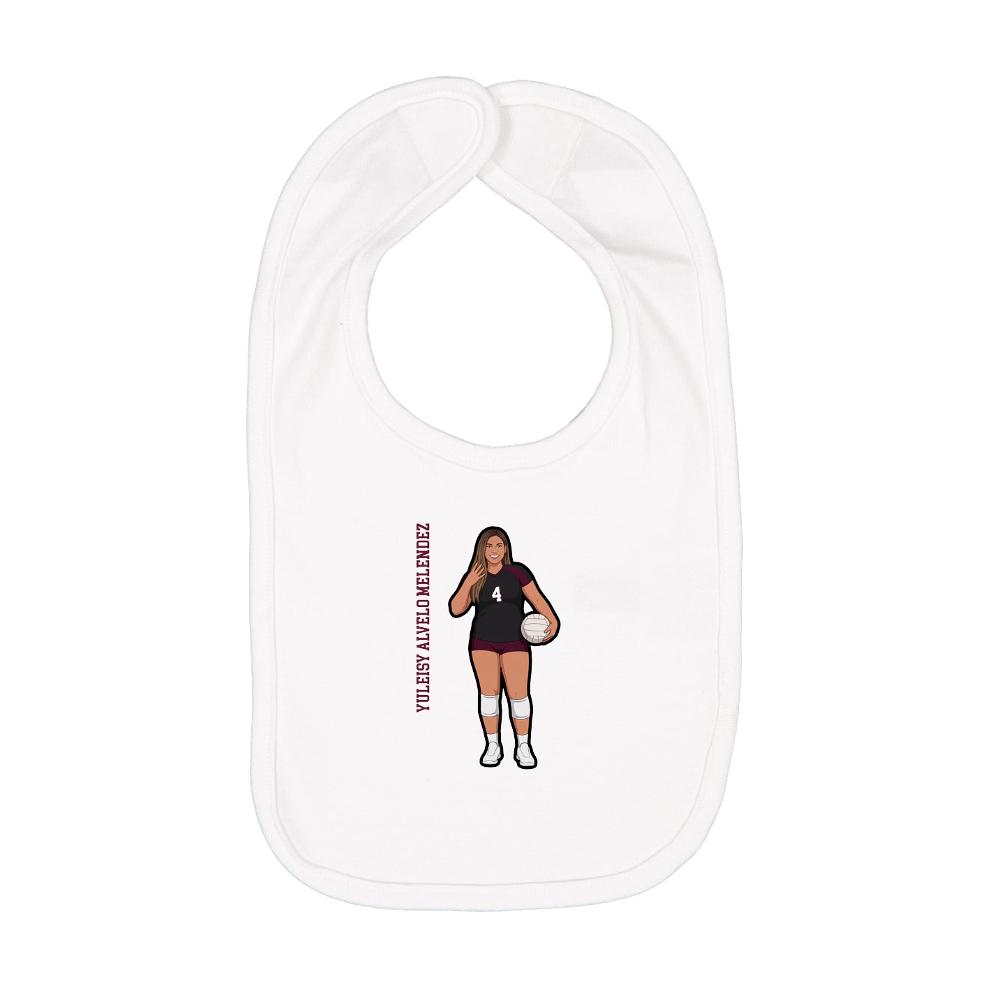 Infant Bib — Name Vertical in White