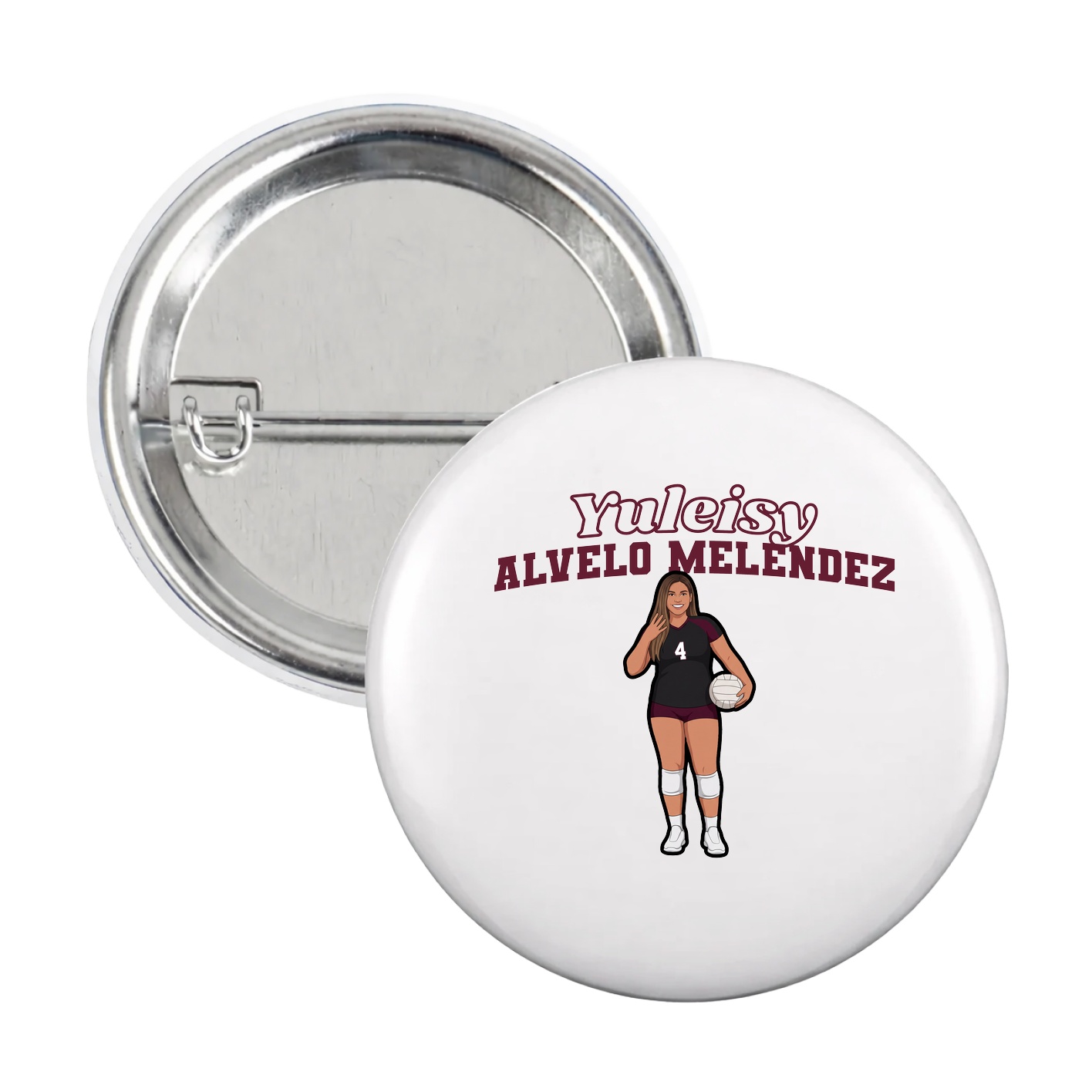 Game Day Button — Name Arch in White
