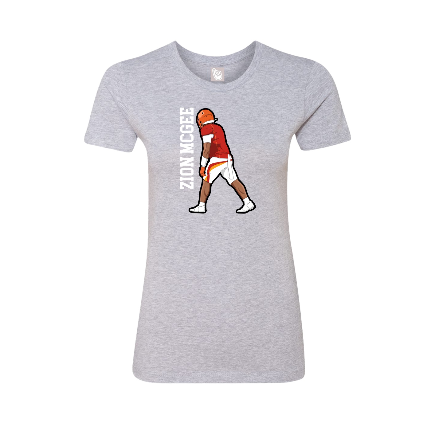 Fitted Women's Tee — Name Vertical in Grey