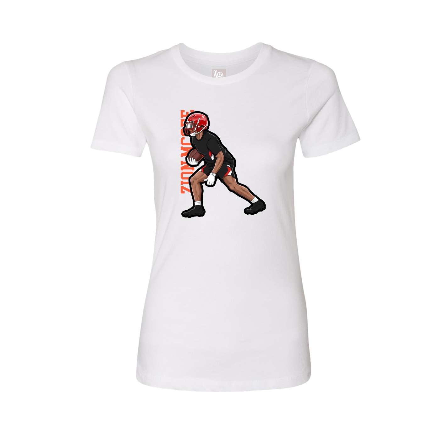 Fitted Women's Tee — Name Vertical in White