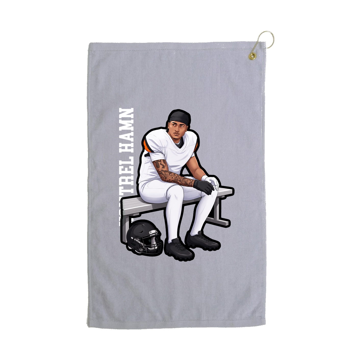 Golf Towel — Name Vertical in Grey