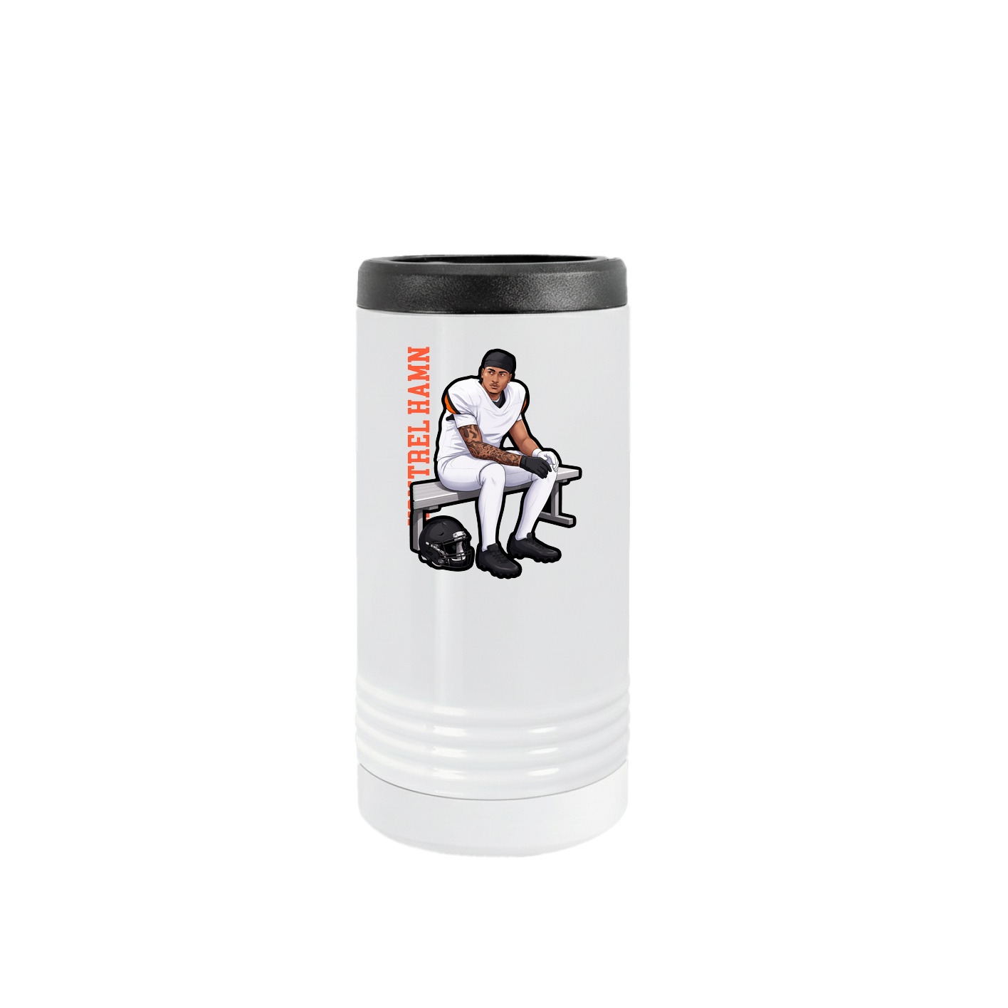 Slim Beverage Holder — Name Vertical in White