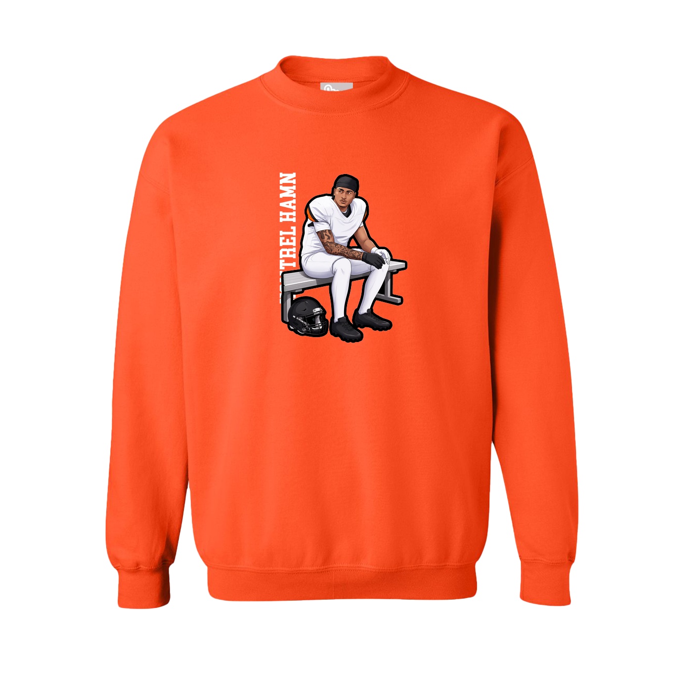 Fleece Crew — Name Vertical in Orange