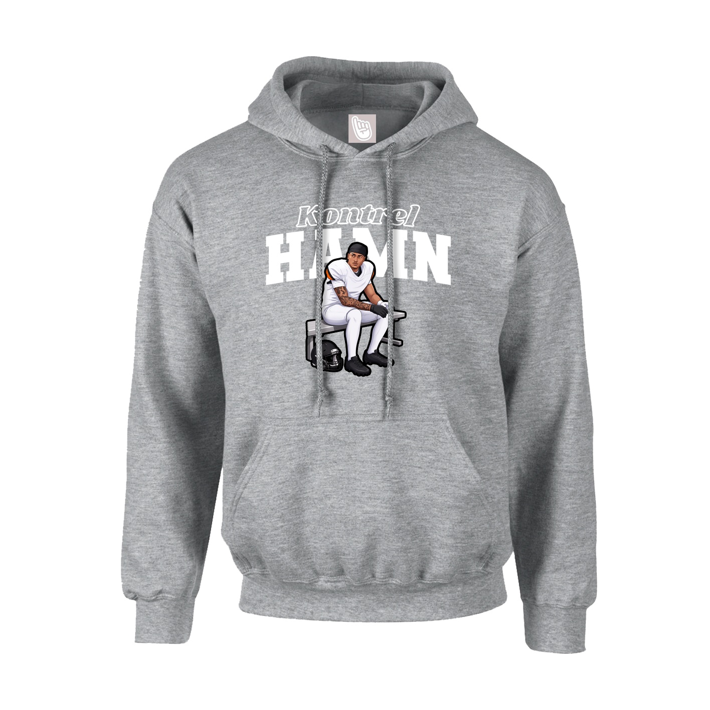 Youth Hoodie — Name Arch in Grey