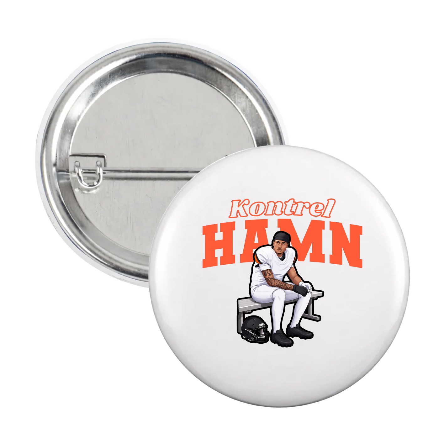 Game Day Button — Name Arch in White