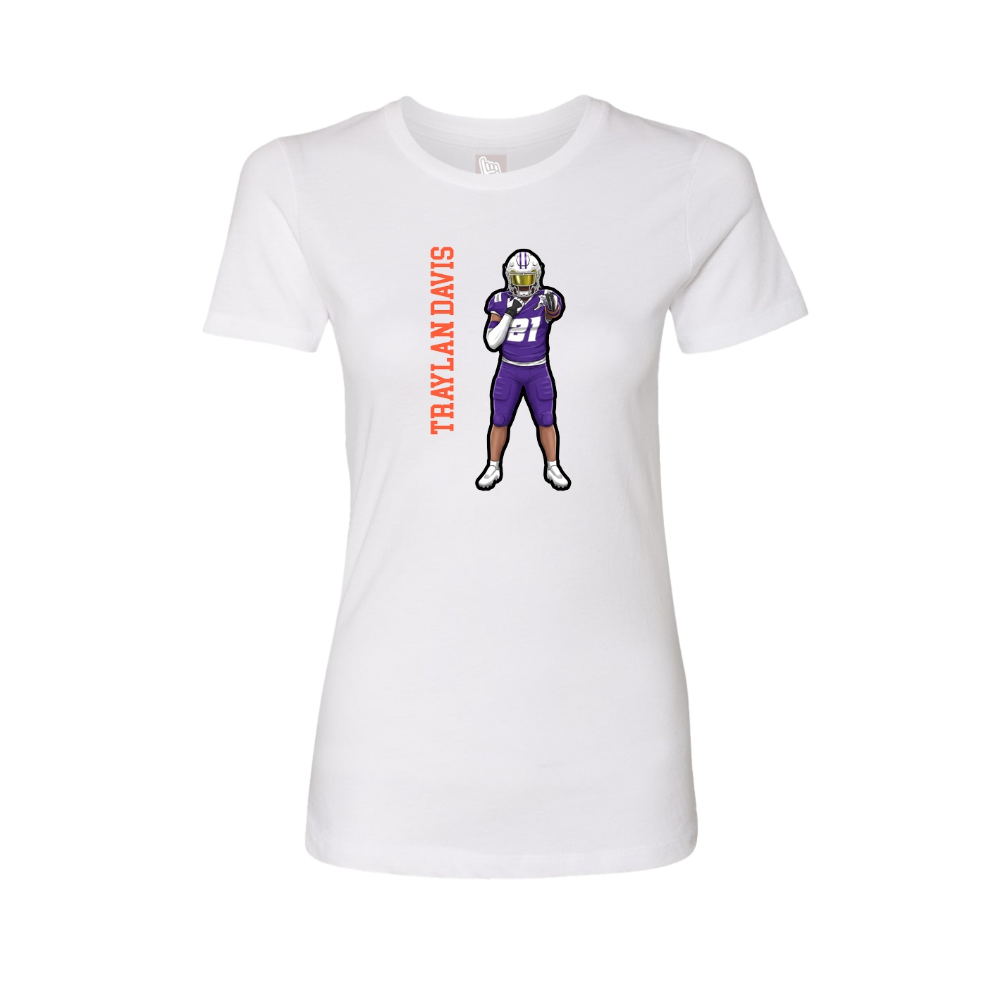 Fitted Women's Tee — Name Vertical in White
