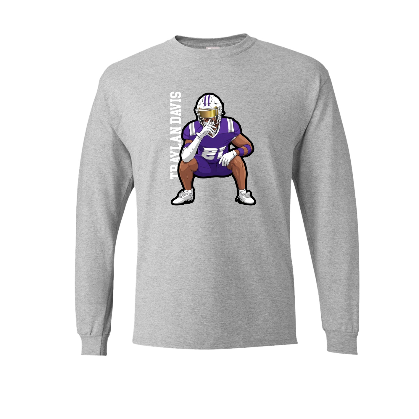 Long Sleeve Tee — Name Vertical in Grey