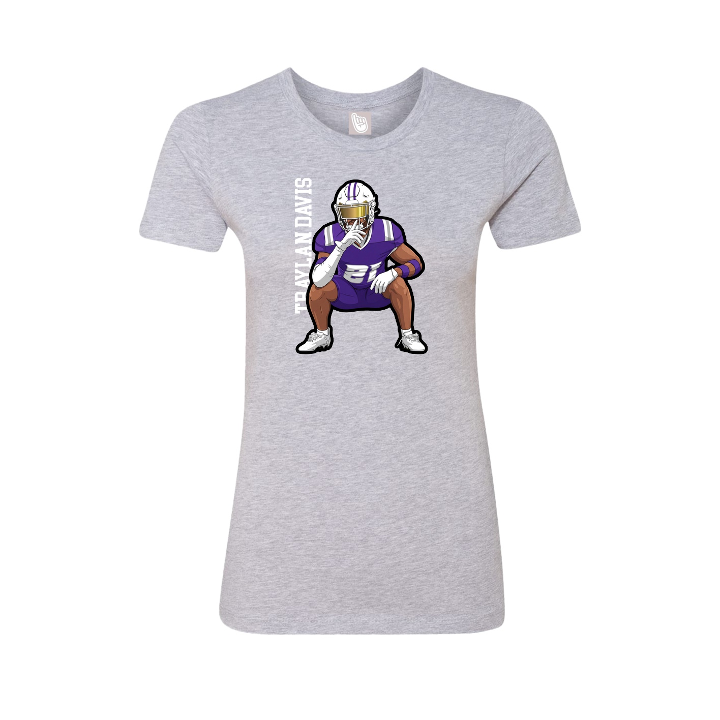 Fitted Women's Tee — Name Vertical in Grey