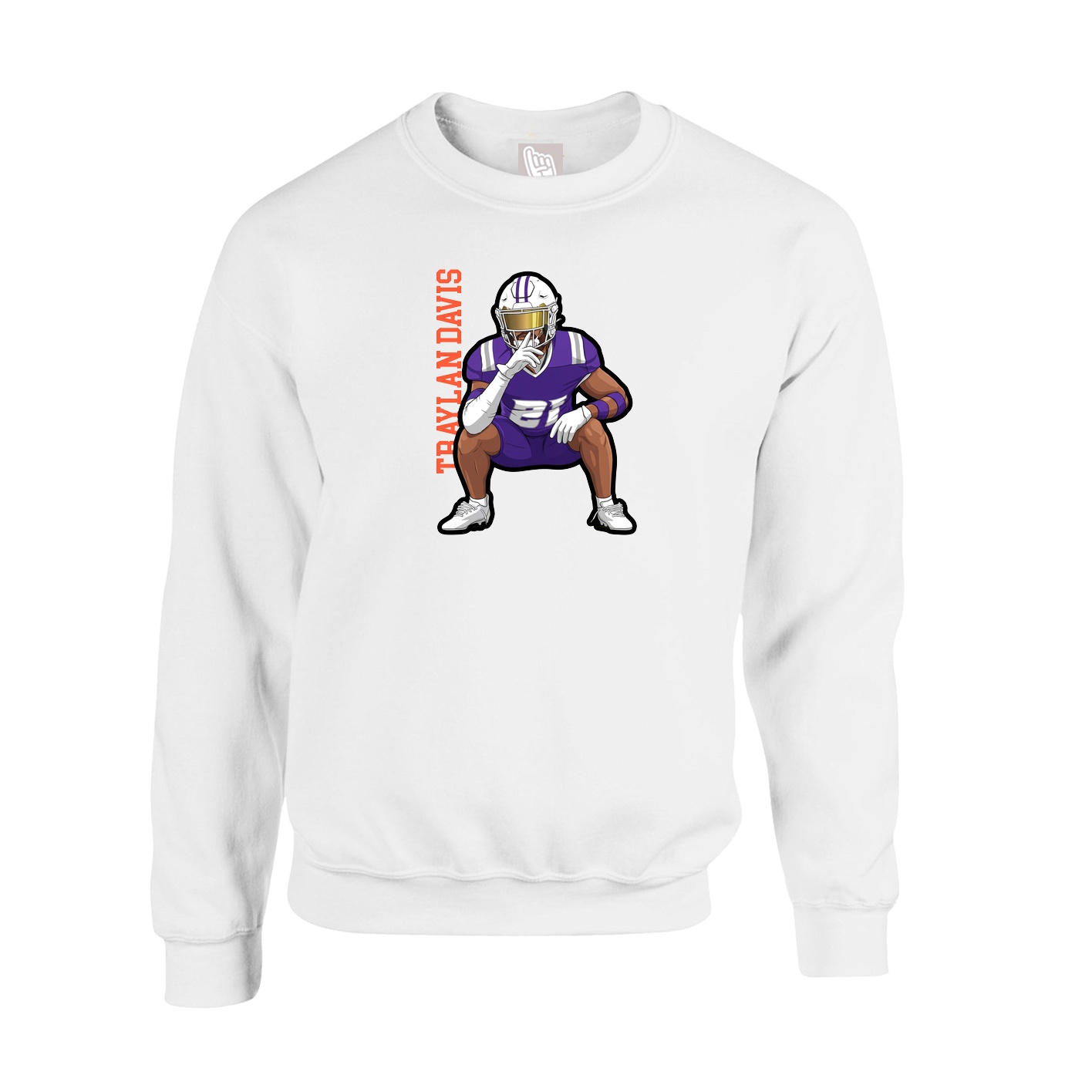 Fleece Crew — Name Vertical in White