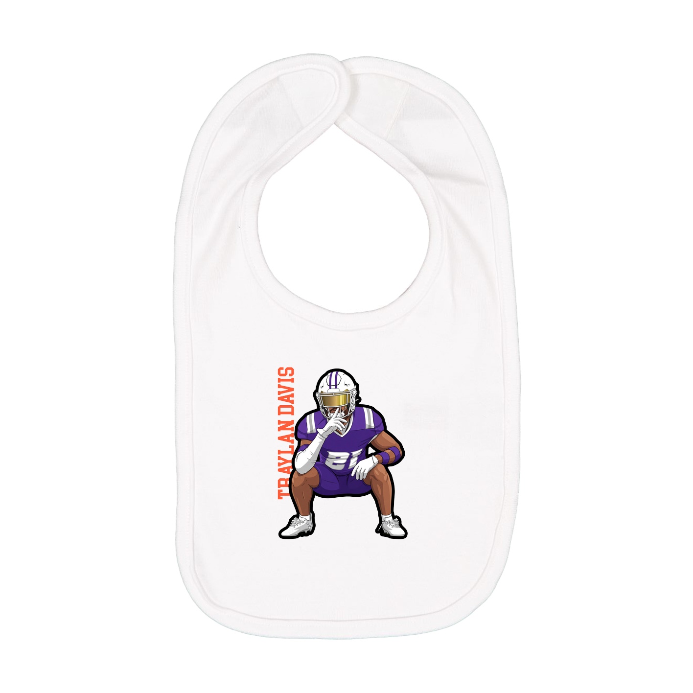 Infant Bib — Name Vertical in White