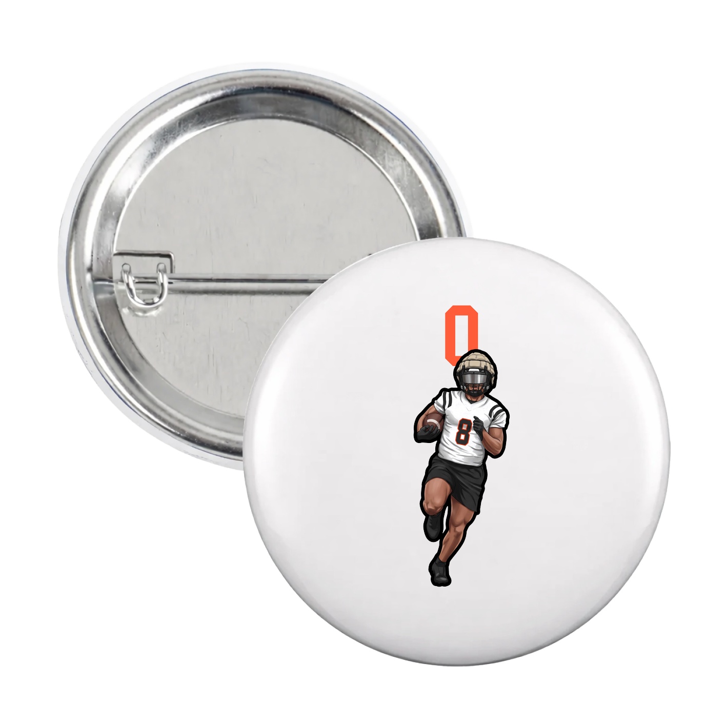 Game Day Button — Number Top in White