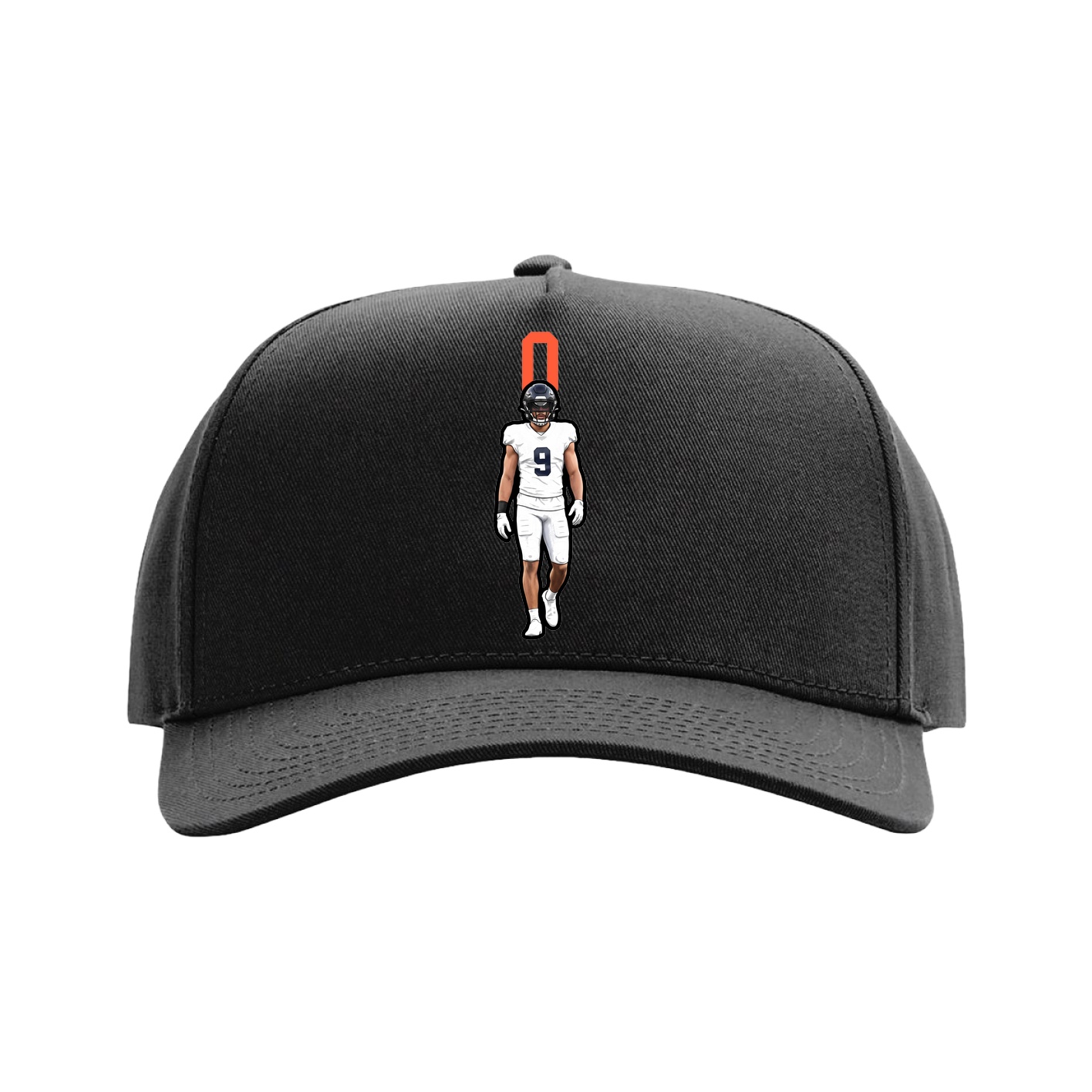 Full Fabric Five-Panel Champ Cap — Number Top in Black