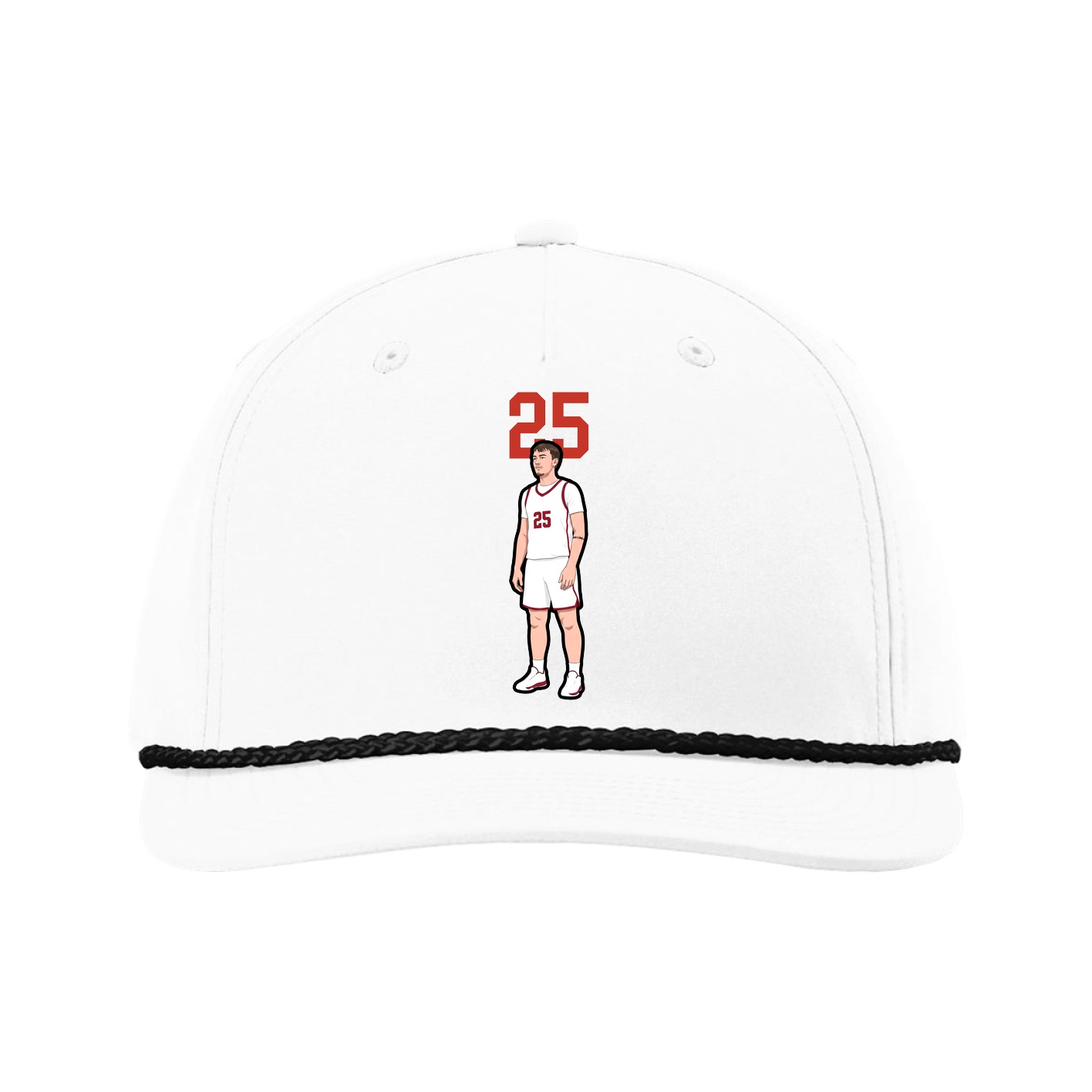 Five-Panel Classic Rope Cap — Number Top in White