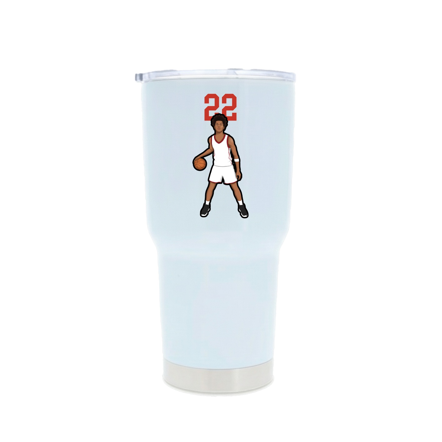 30oz Stainless Steel Tumbler — Number Top in White
