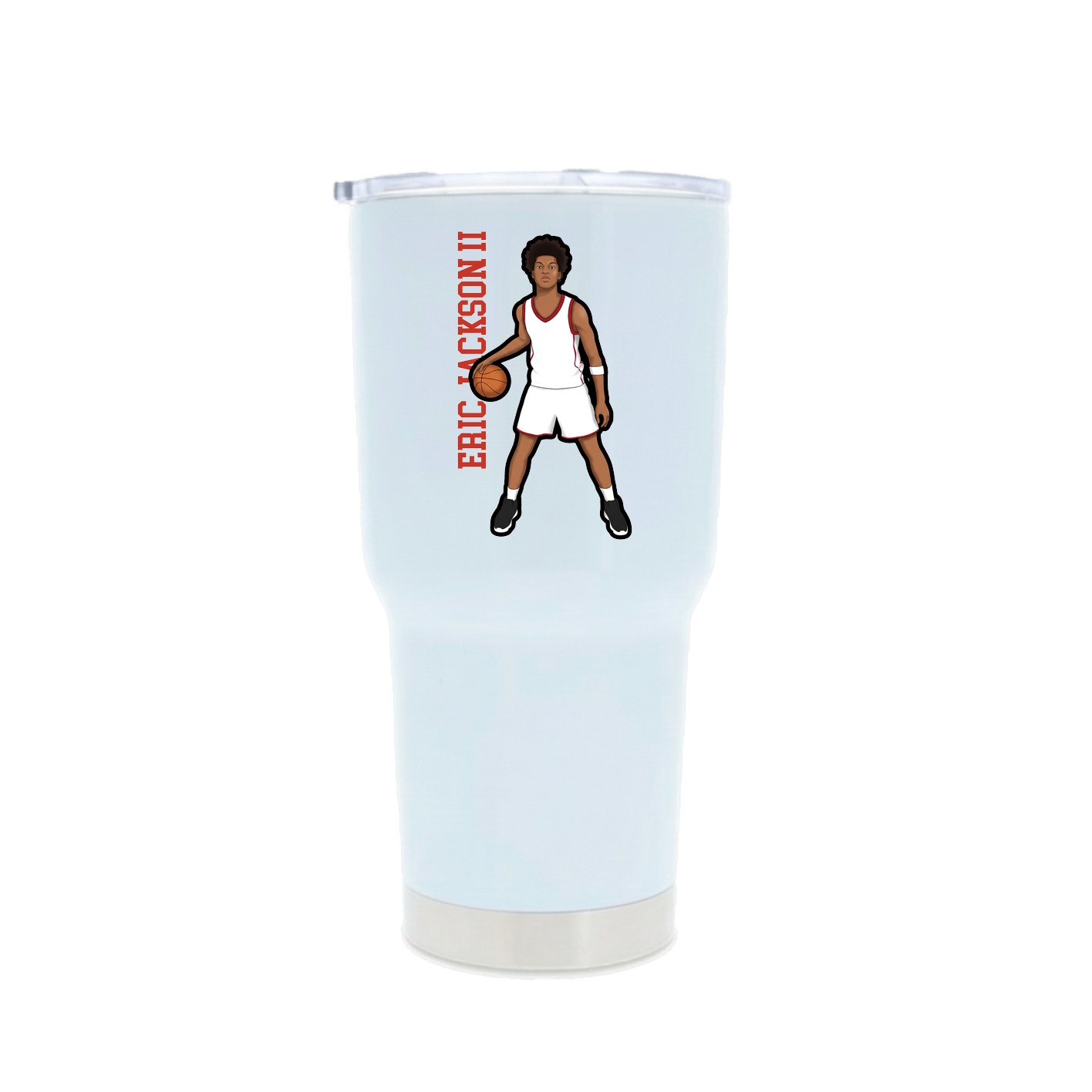30oz Stainless Steel Tumbler — Name Vertical in White
