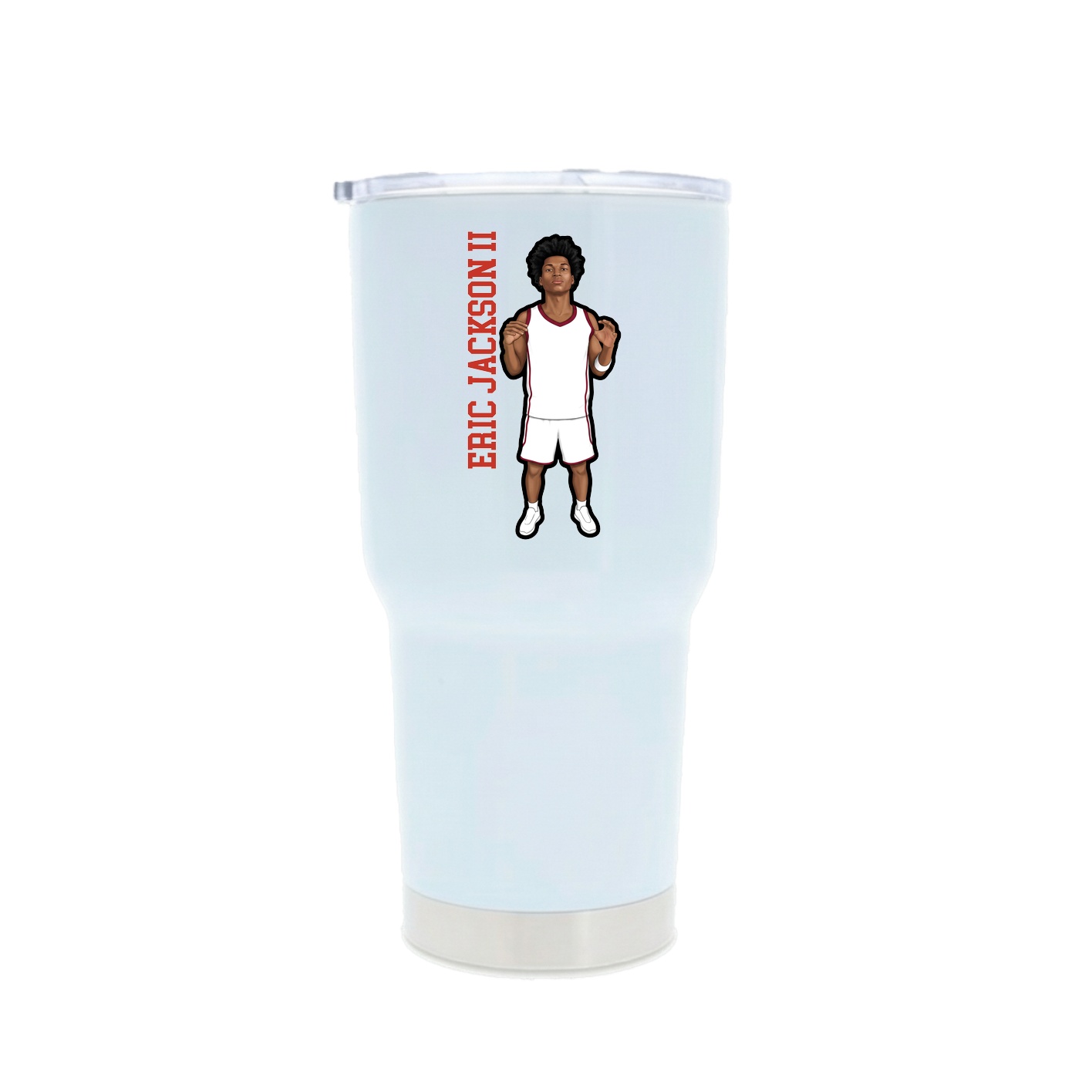 30oz Stainless Steel Tumbler — Name Vertical in White