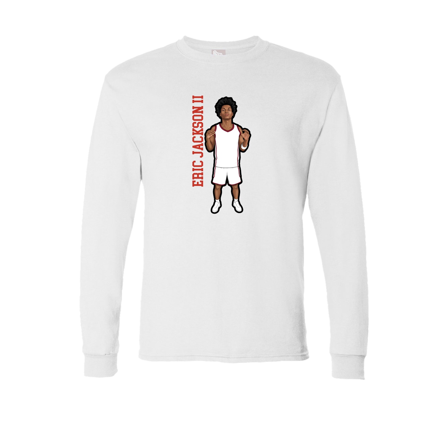 Long Sleeve Tee — Name Vertical in White