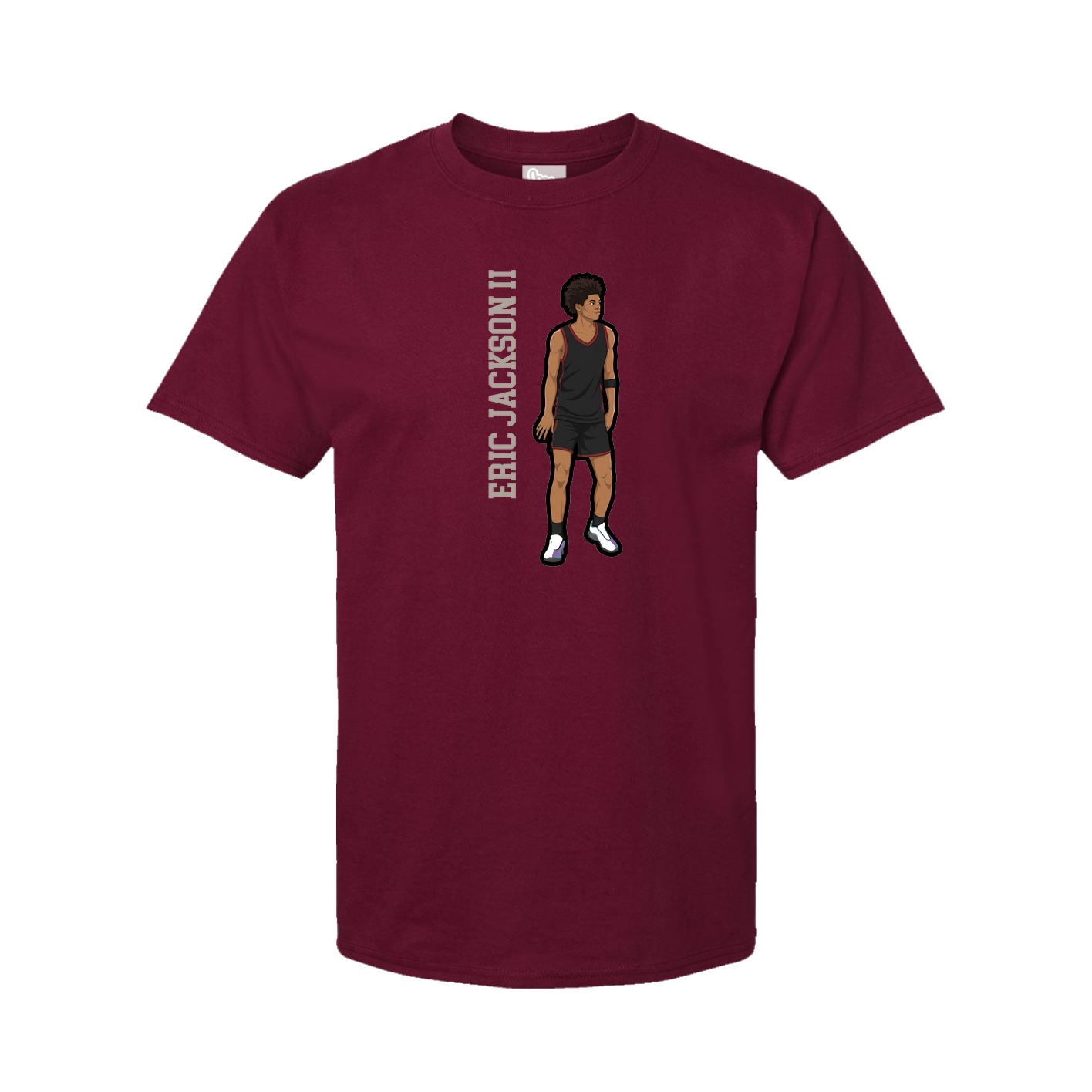 Youth Tee — Name Vertical in Cardinal