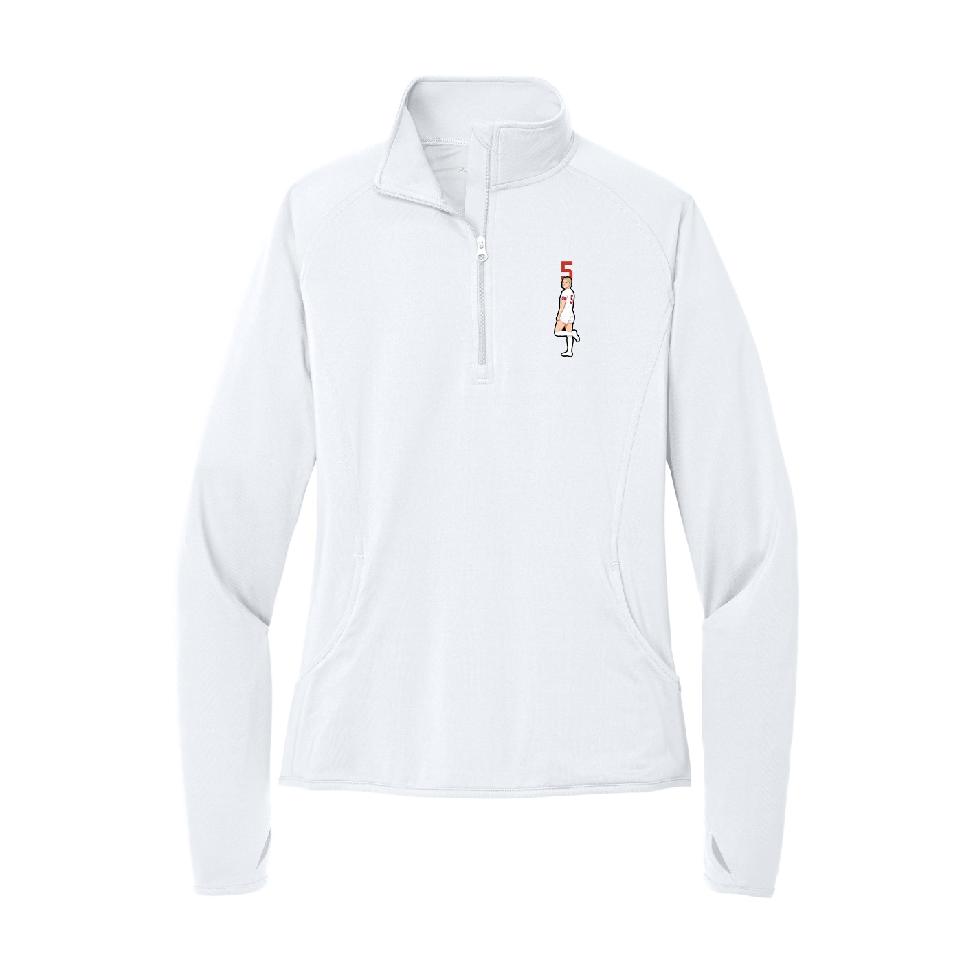 Women's Q-Zip Pullover — Number Top in White