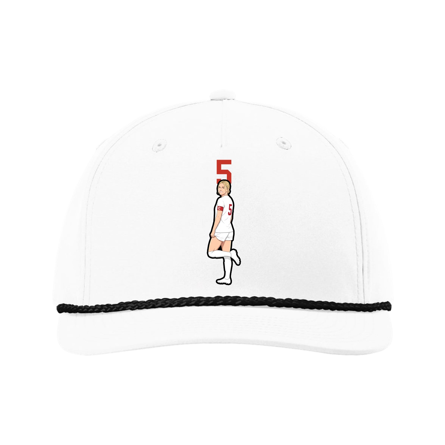 Five-Panel Classic Rope Cap — Number Top in White