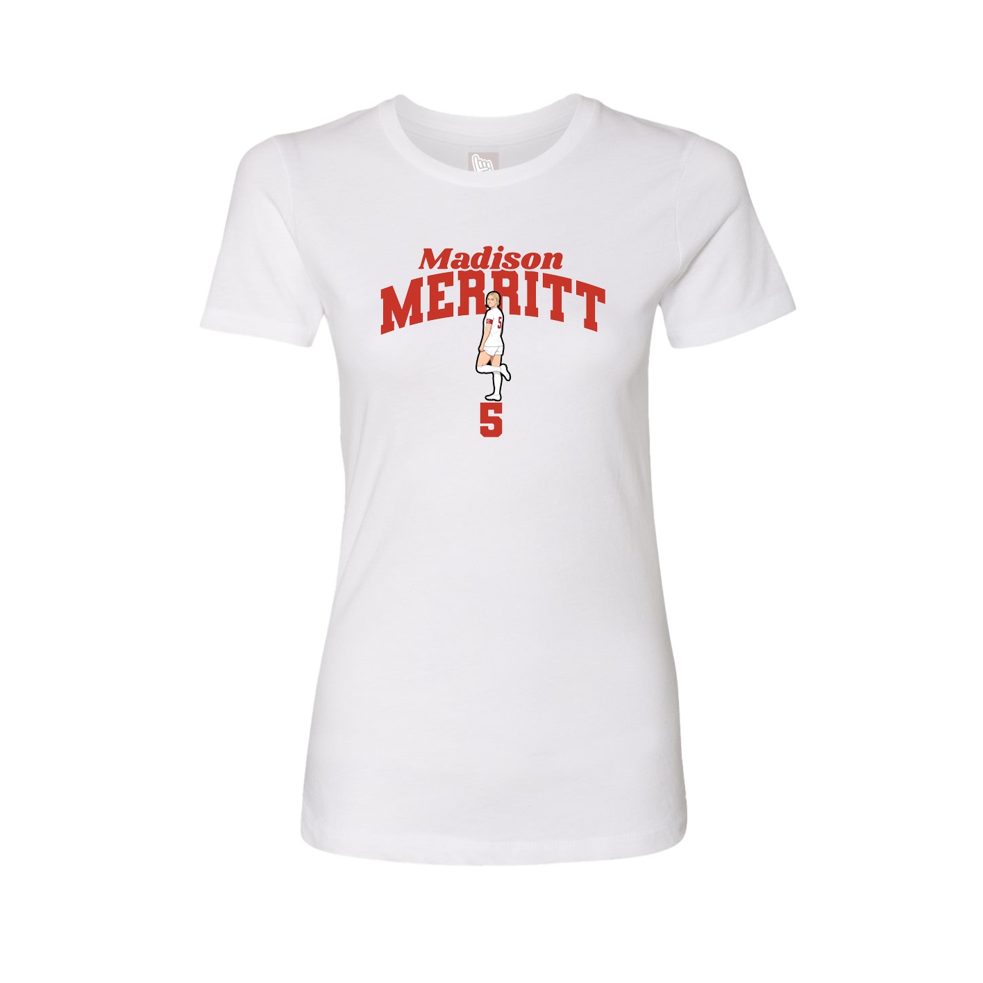 Fitted Women's Tee — Signature Arch in White