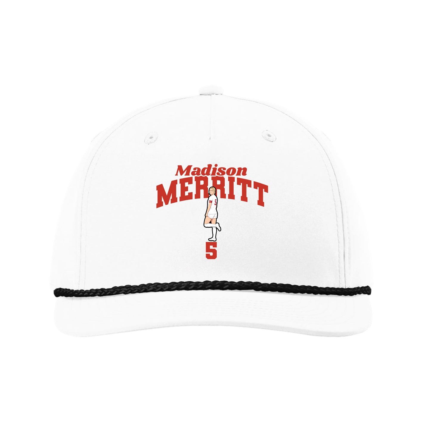 Five-Panel Classic Rope Cap — Signature Arch in White