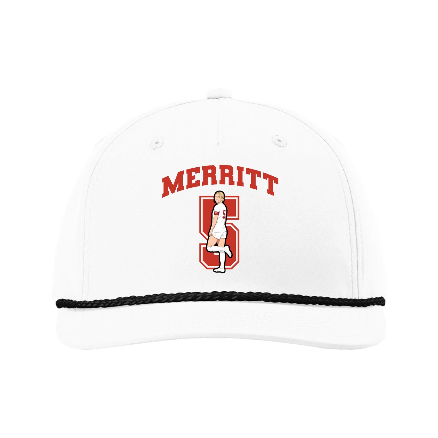 Five-Panel Classic Rope Cap — Number in White