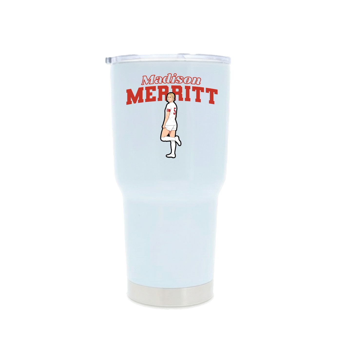 30oz Stainless Steel Tumbler — Name Arch in White