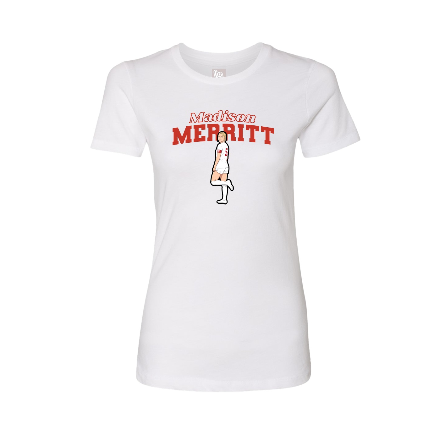 Fitted Women's Tee — Name Arch in White