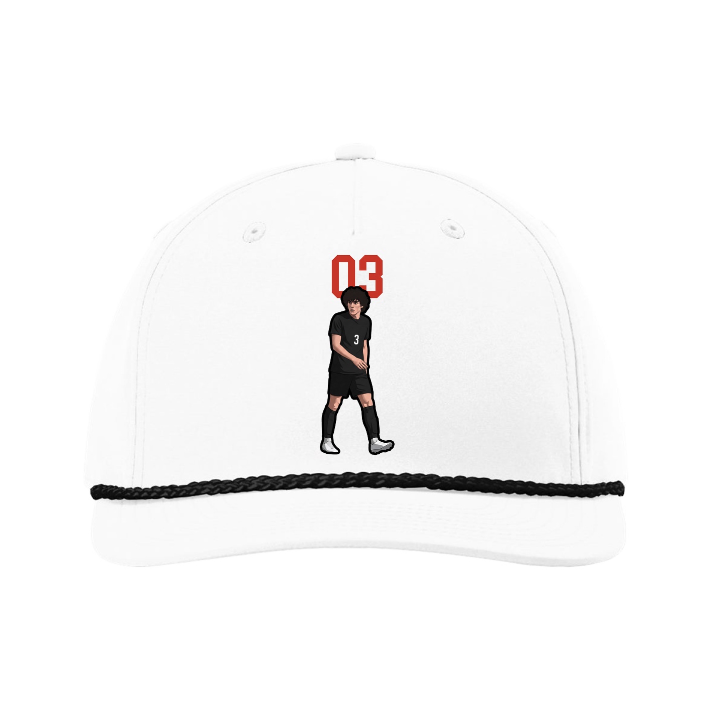 Five-Panel Classic Rope Cap — Number Top in White