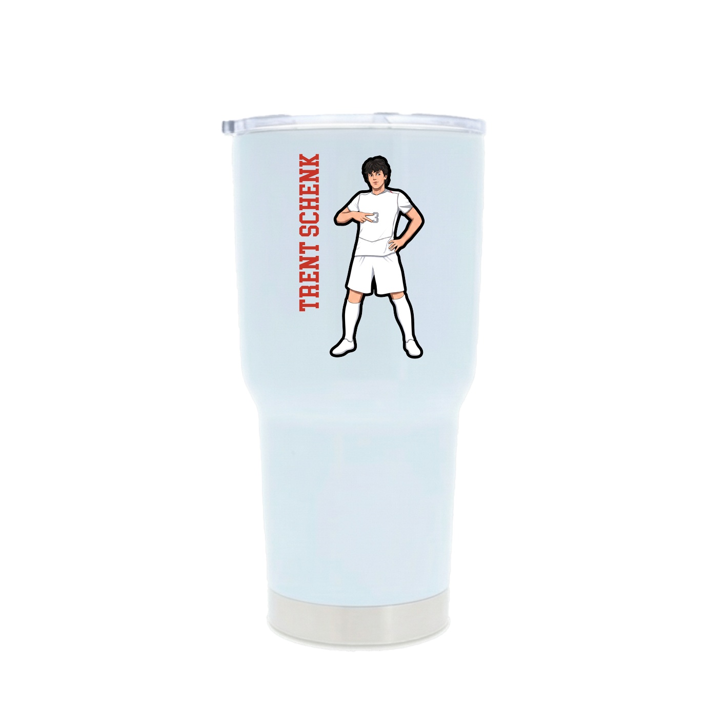 30oz Stainless Steel Tumbler — Name Vertical in White
