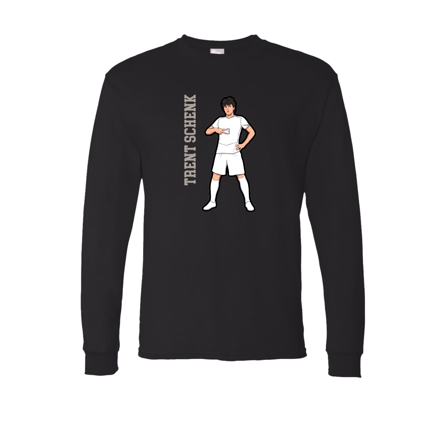 Long Sleeve Tee — Name Vertical in Black
