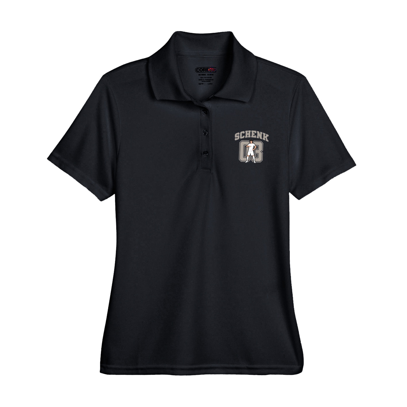 Womens Performance Polo — Number in Black