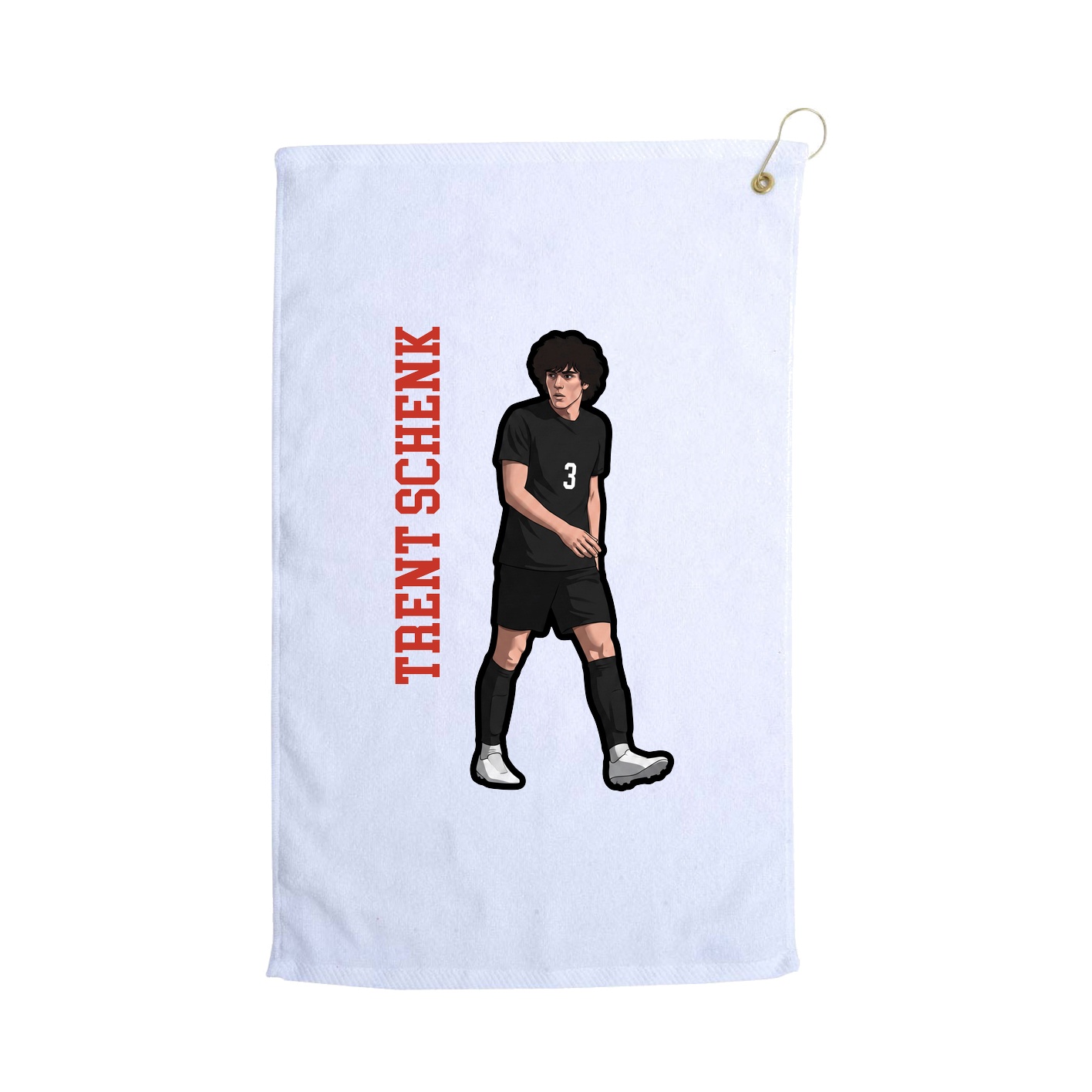 Golf Towel — Name Vertical in White