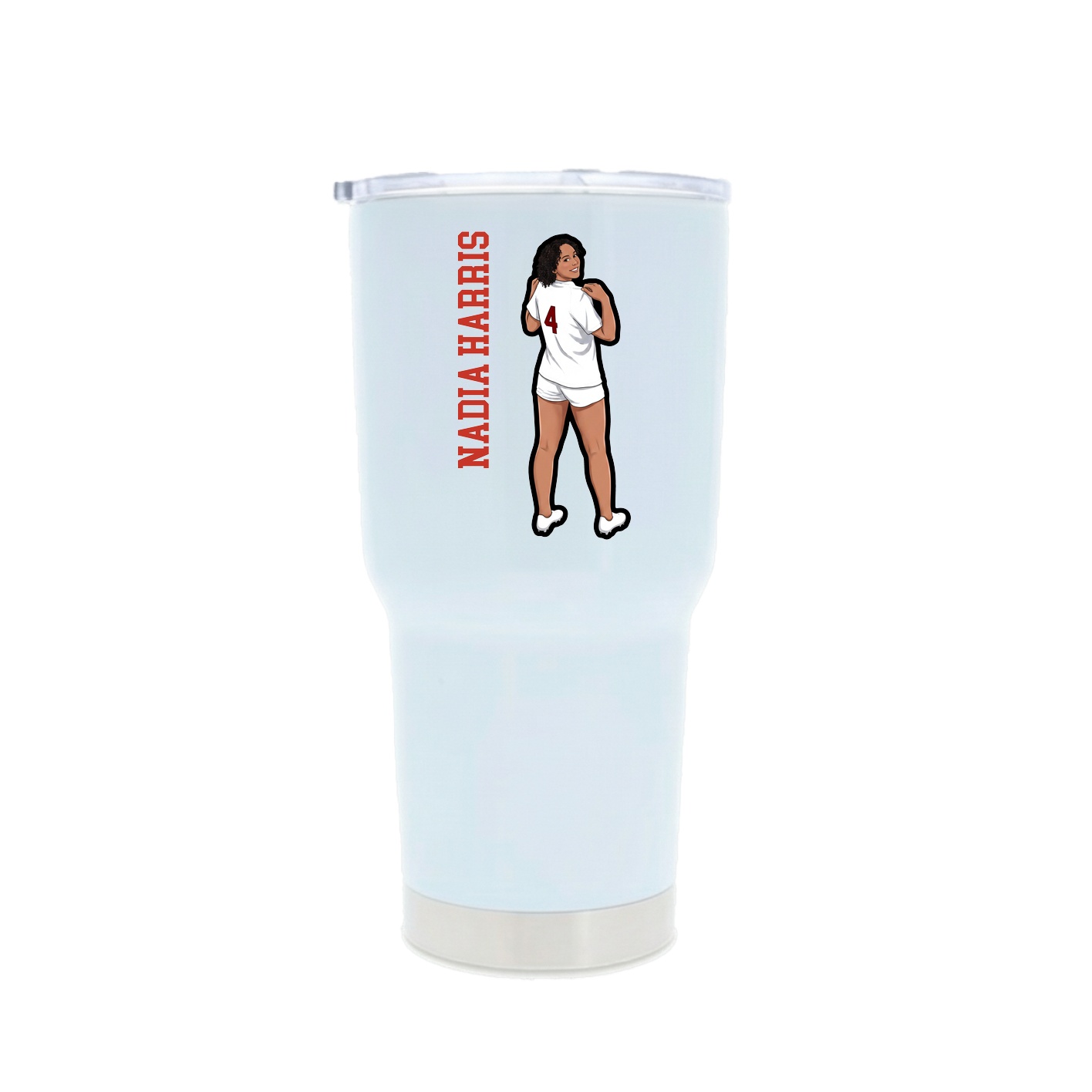 30oz Stainless Steel Tumbler — Name Vertical in White