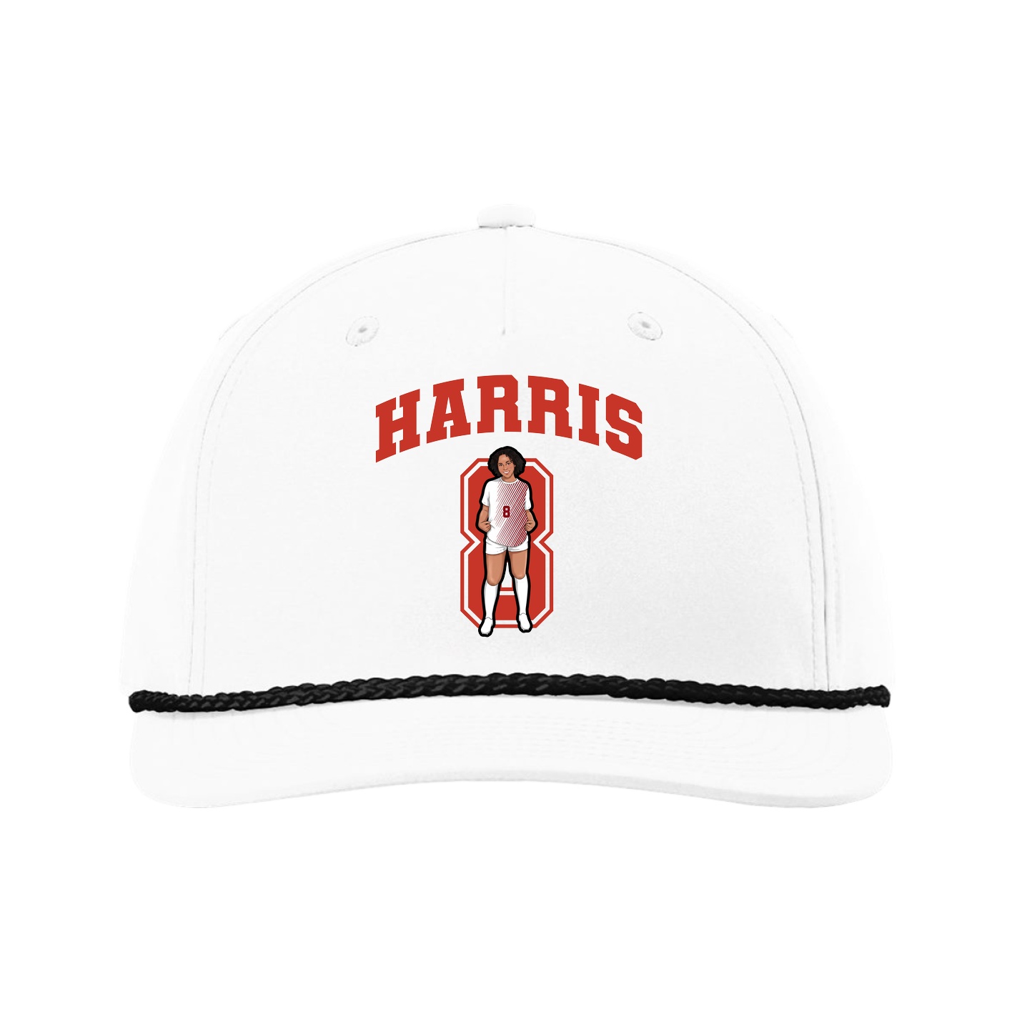 Five-Panel Classic Rope Cap — Number in White
