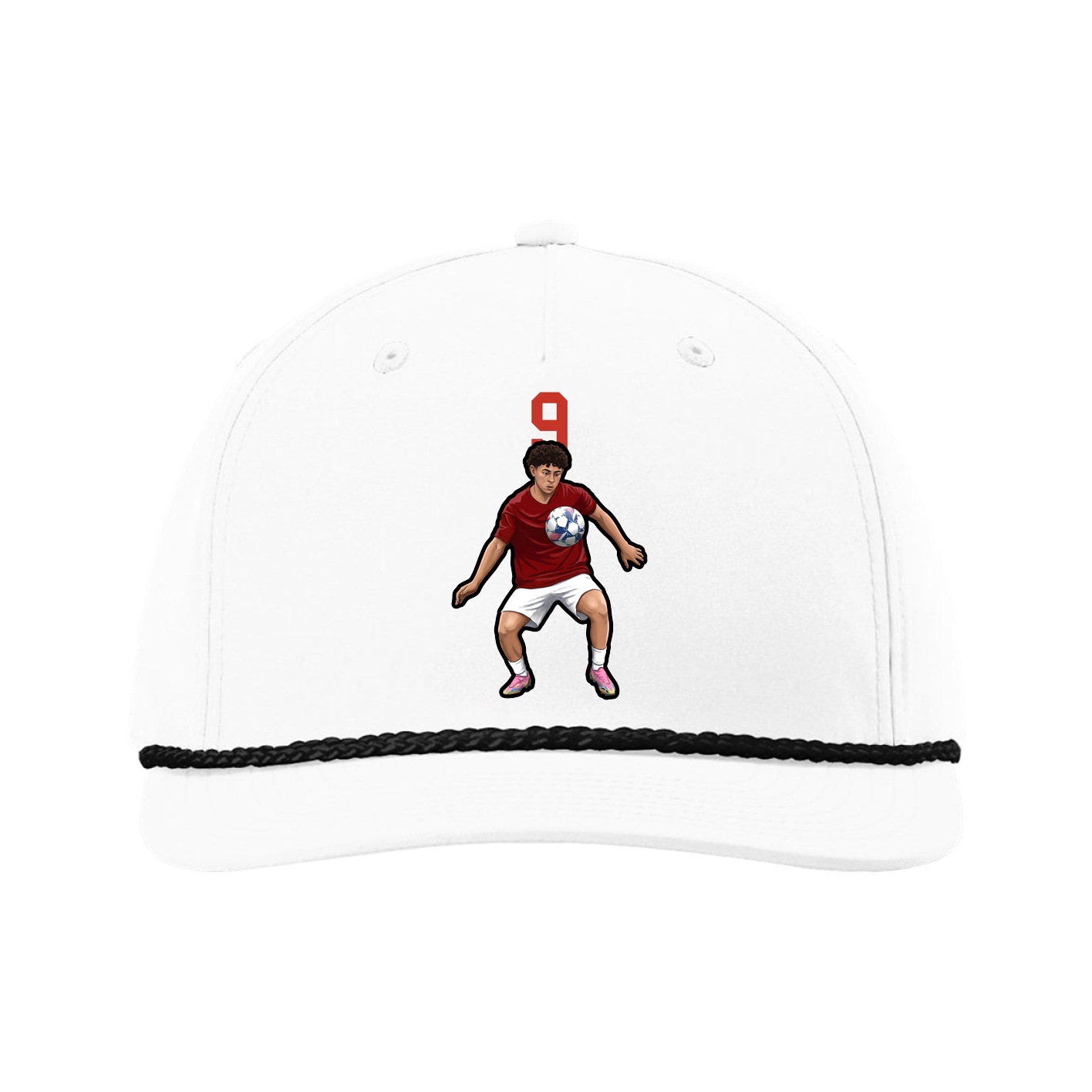 Five-Panel Classic Rope Cap — Number Top in White