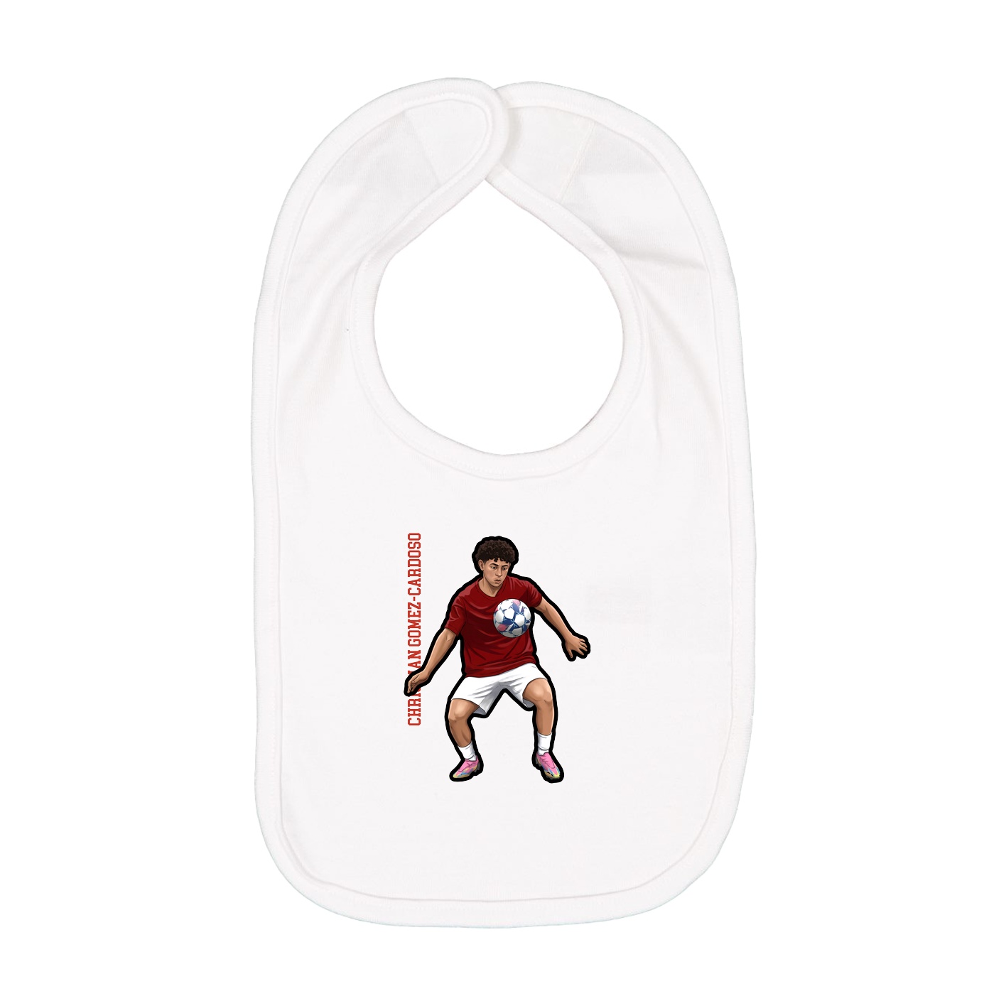 Infant Bib — Name Vertical in White
