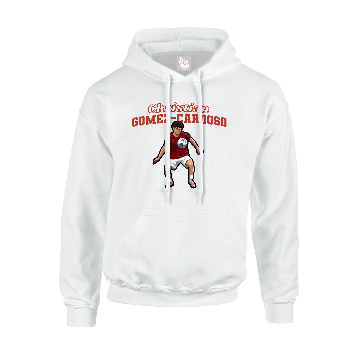 Youth Hoodie — Name Arch in White