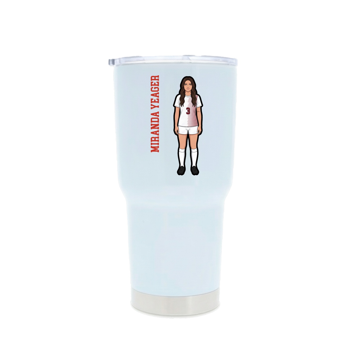 30oz Stainless Steel Tumbler — Name Vertical in White