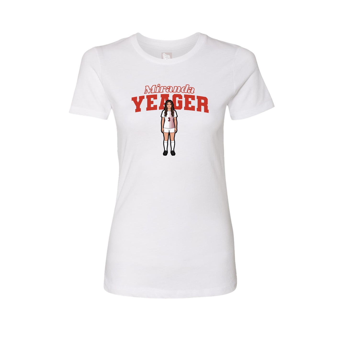 Fitted Women's Tee — Name Arch in White