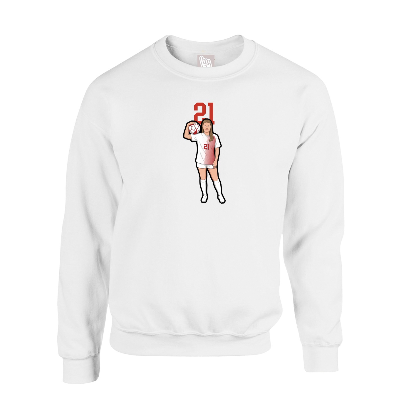 Fleece Crew — Number Top in White