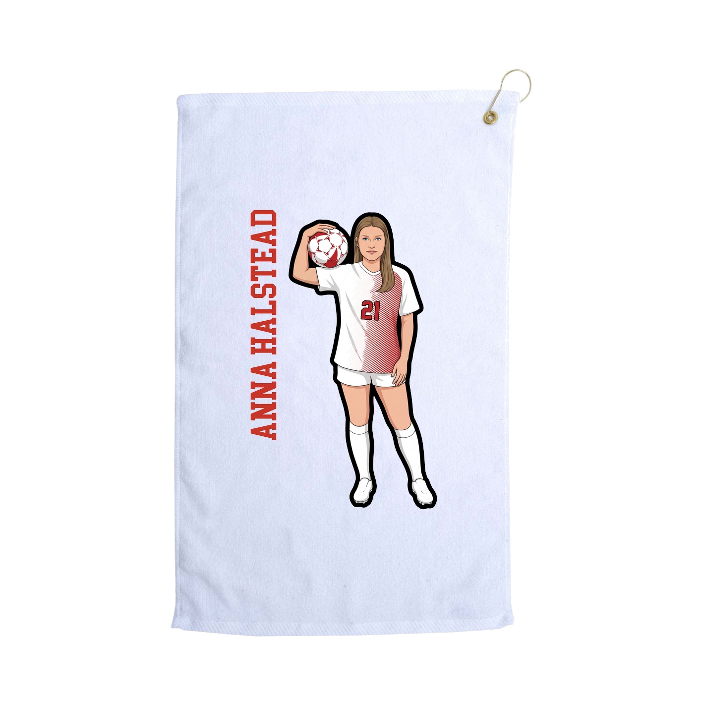 Golf Towel — Name Vertical in White